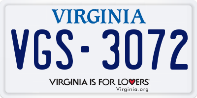 VA license plate VGS3072