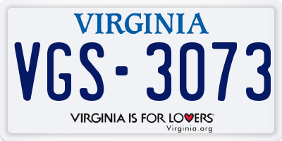 VA license plate VGS3073
