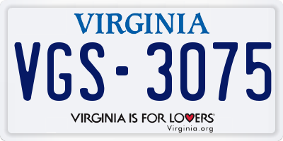 VA license plate VGS3075