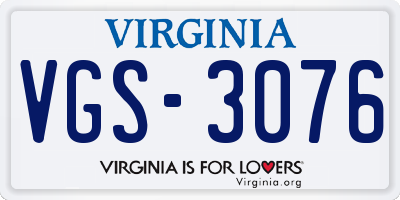 VA license plate VGS3076