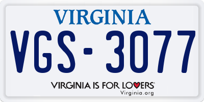 VA license plate VGS3077