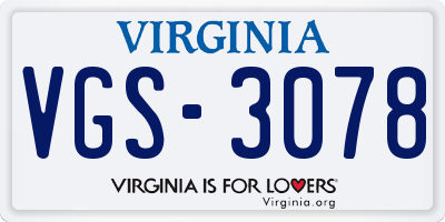 VA license plate VGS3078
