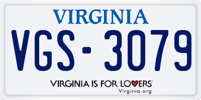 VA license plate VGS3079