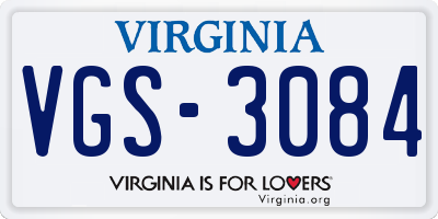 VA license plate VGS3084
