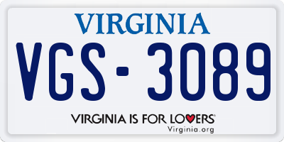 VA license plate VGS3089