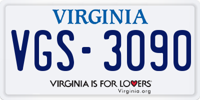 VA license plate VGS3090