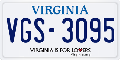 VA license plate VGS3095