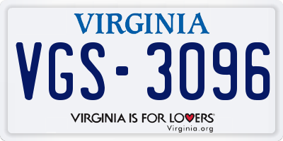 VA license plate VGS3096