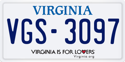 VA license plate VGS3097
