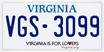 VA license plate VGS3099