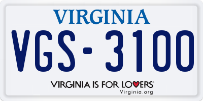 VA license plate VGS3100