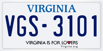 VA license plate VGS3101