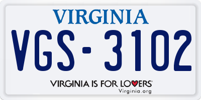 VA license plate VGS3102