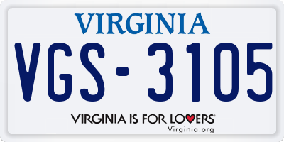 VA license plate VGS3105