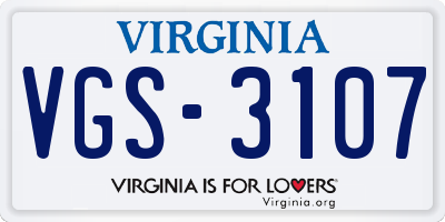 VA license plate VGS3107