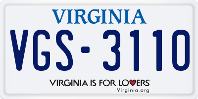 VA license plate VGS3110