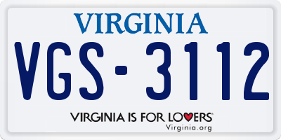 VA license plate VGS3112