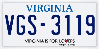 VA license plate VGS3119