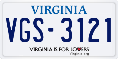 VA license plate VGS3121