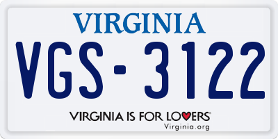 VA license plate VGS3122