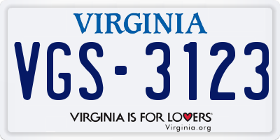 VA license plate VGS3123