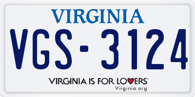 VA license plate VGS3124