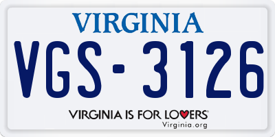 VA license plate VGS3126