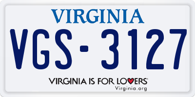 VA license plate VGS3127