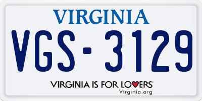 VA license plate VGS3129