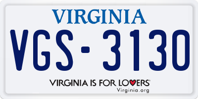 VA license plate VGS3130