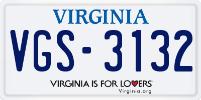 VA license plate VGS3132