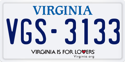 VA license plate VGS3133