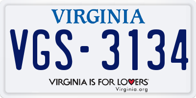 VA license plate VGS3134