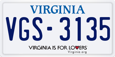 VA license plate VGS3135
