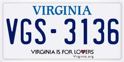 VA license plate VGS3136