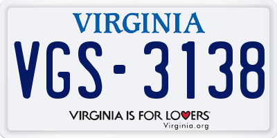 VA license plate VGS3138