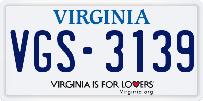 VA license plate VGS3139