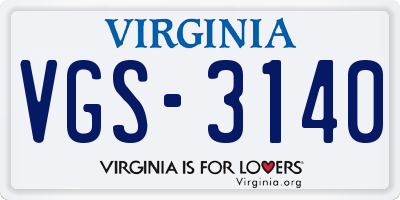 VA license plate VGS3140