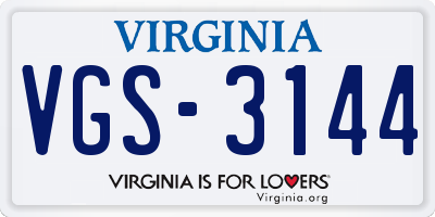 VA license plate VGS3144