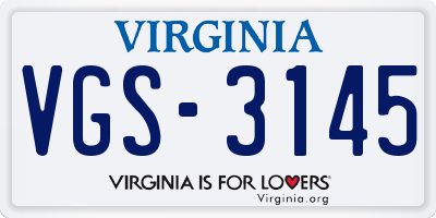 VA license plate VGS3145