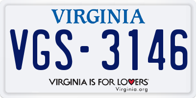 VA license plate VGS3146