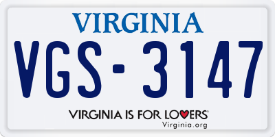 VA license plate VGS3147