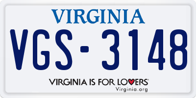 VA license plate VGS3148