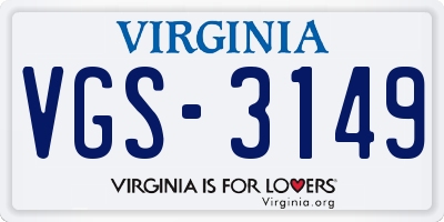 VA license plate VGS3149