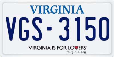 VA license plate VGS3150