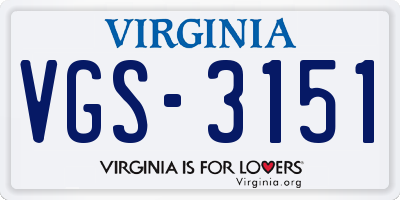 VA license plate VGS3151