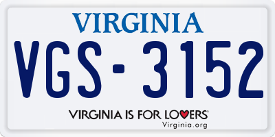 VA license plate VGS3152