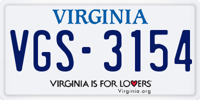 VA license plate VGS3154