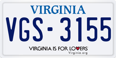 VA license plate VGS3155