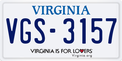 VA license plate VGS3157